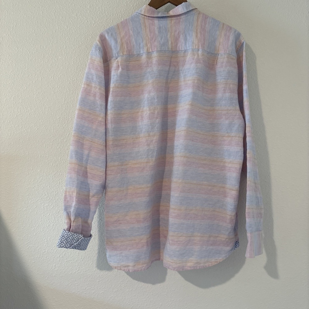 Tommy‎ Bahama Barbados Breeze Linen Shirt Men XL Pastel Flip Cuff Stretch - Picture 6 of 16